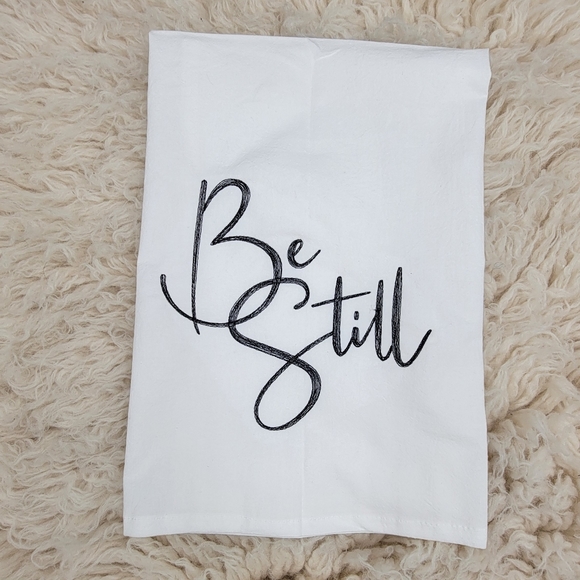 Embroidered Christian Towel, Be Still Tea Towel - Picture 1 of 3